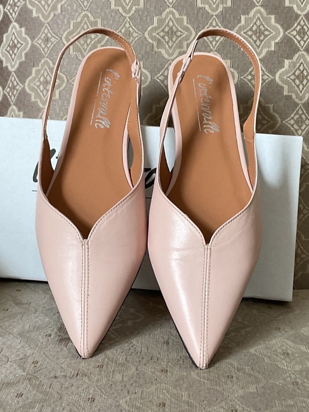 L'Intervalle Jubilant Nude Leather Sling-Back Flats